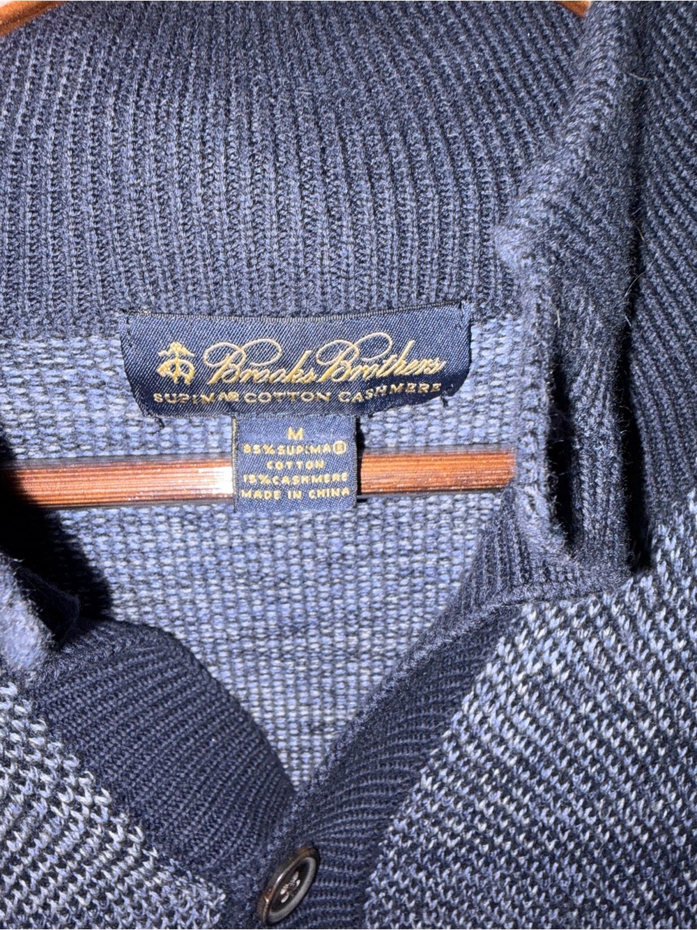 Brooks Brothers Navy Cotton Cashmere Blend Cardigan - Men’s Size Medium - Picture 3 of 5